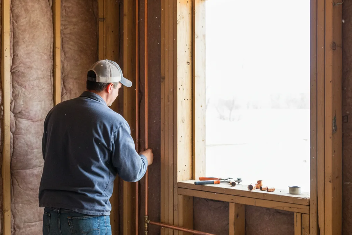 Licensed plumber running new copper supply lines in a Camby home