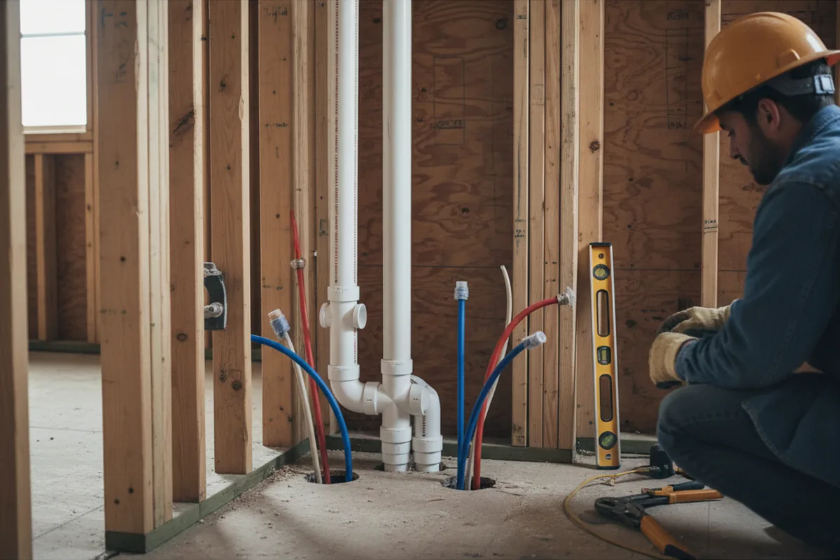 Drain and supply rough-in during Sump Pump Repair in Camby