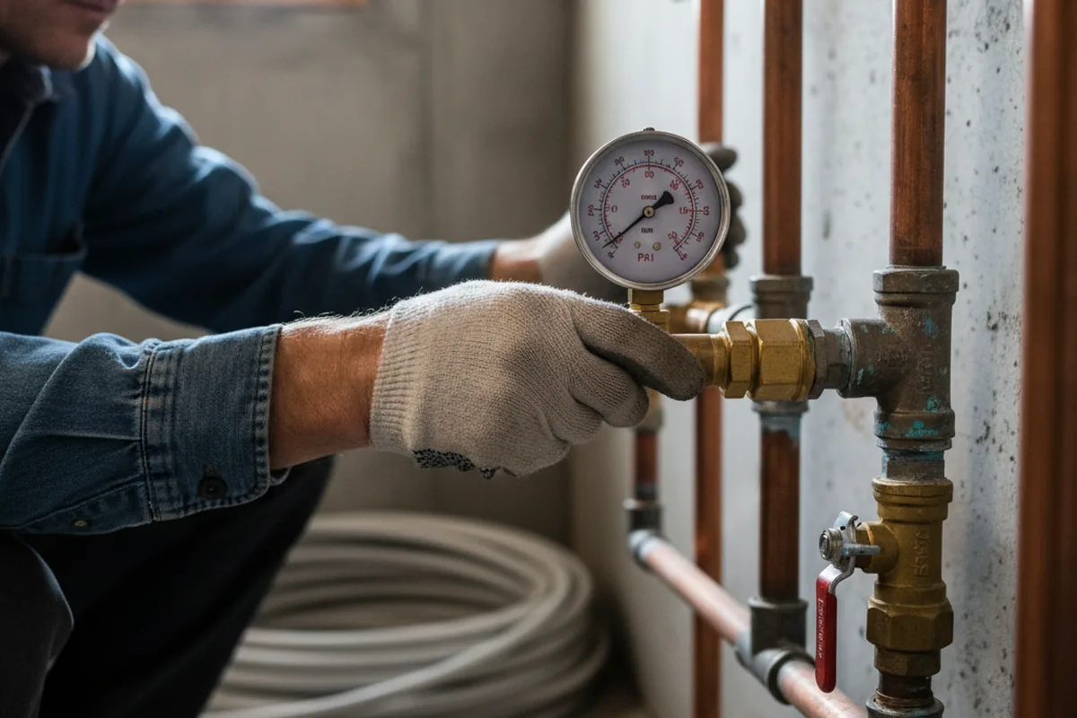 Pressure testing a repaired line during Water Line Repair in Camby
